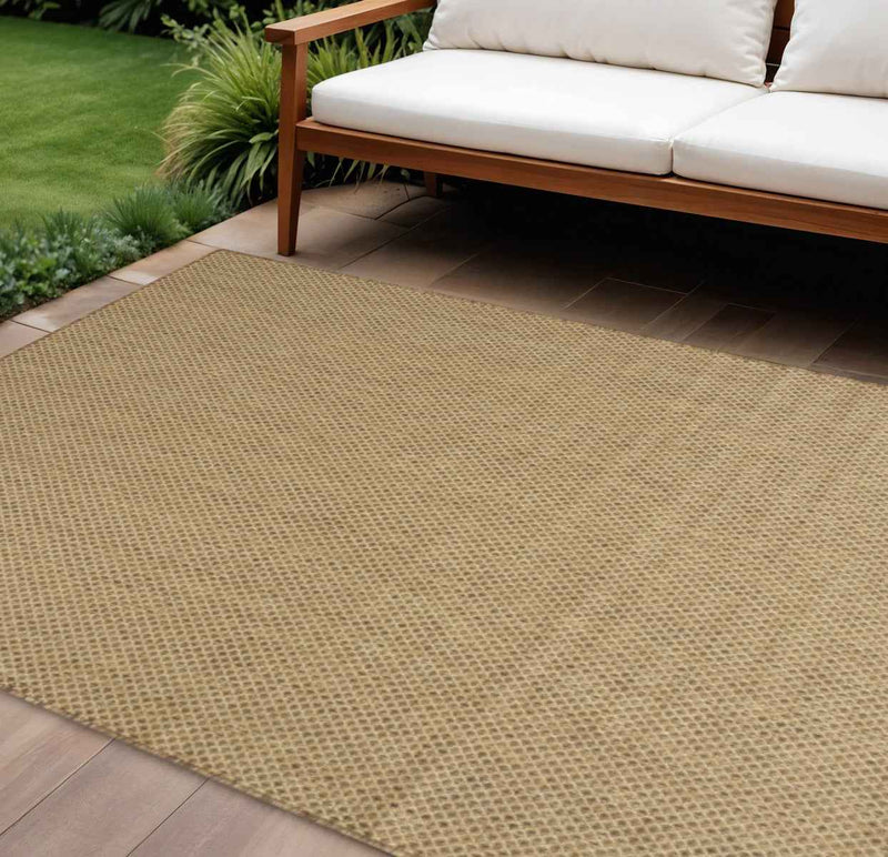 6' X 9' Tan And Brown Geometric Indoor Outdoor Area Rug
