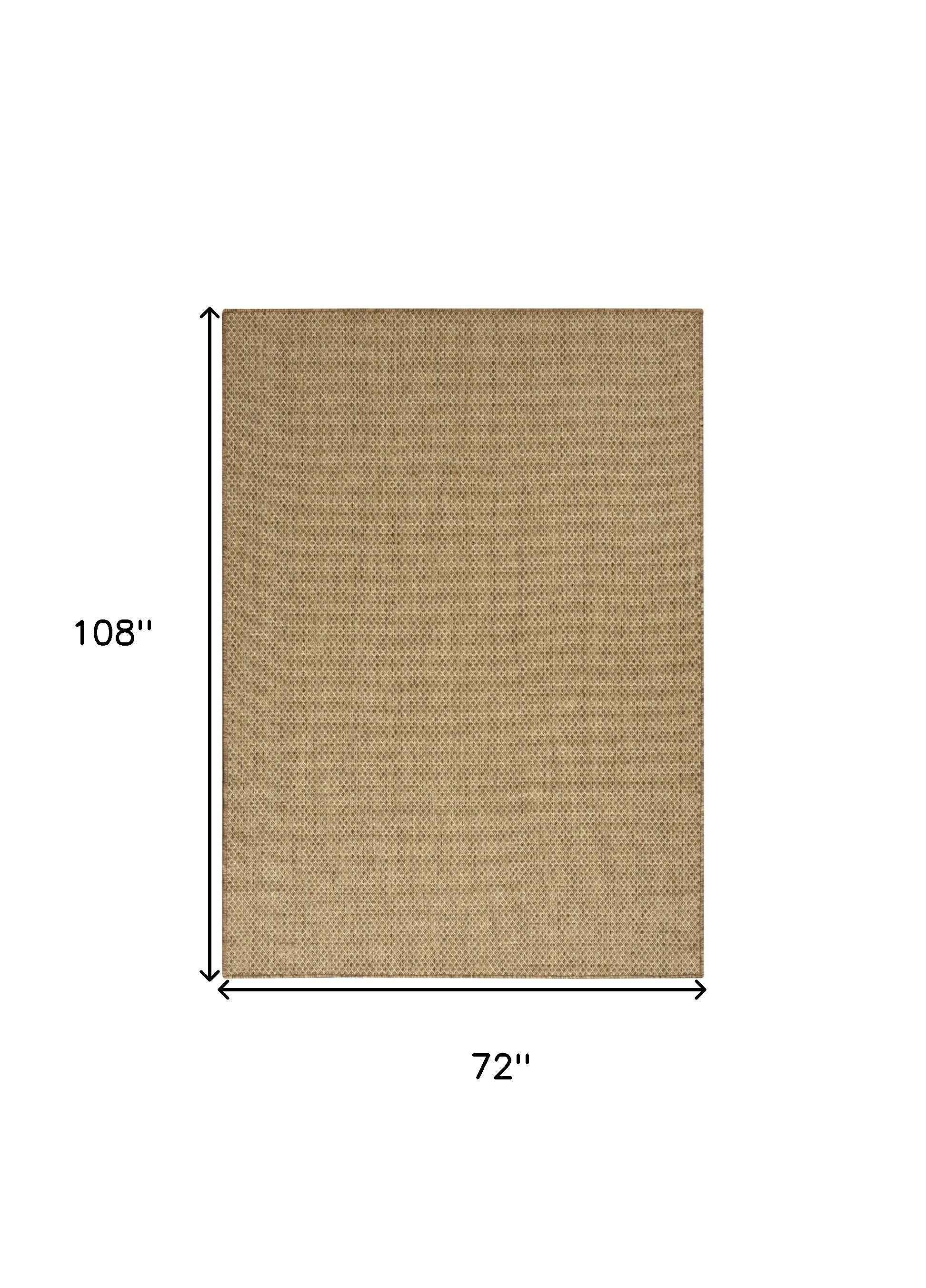 6' X 9' Tan And Brown Geometric Indoor Outdoor Area Rug