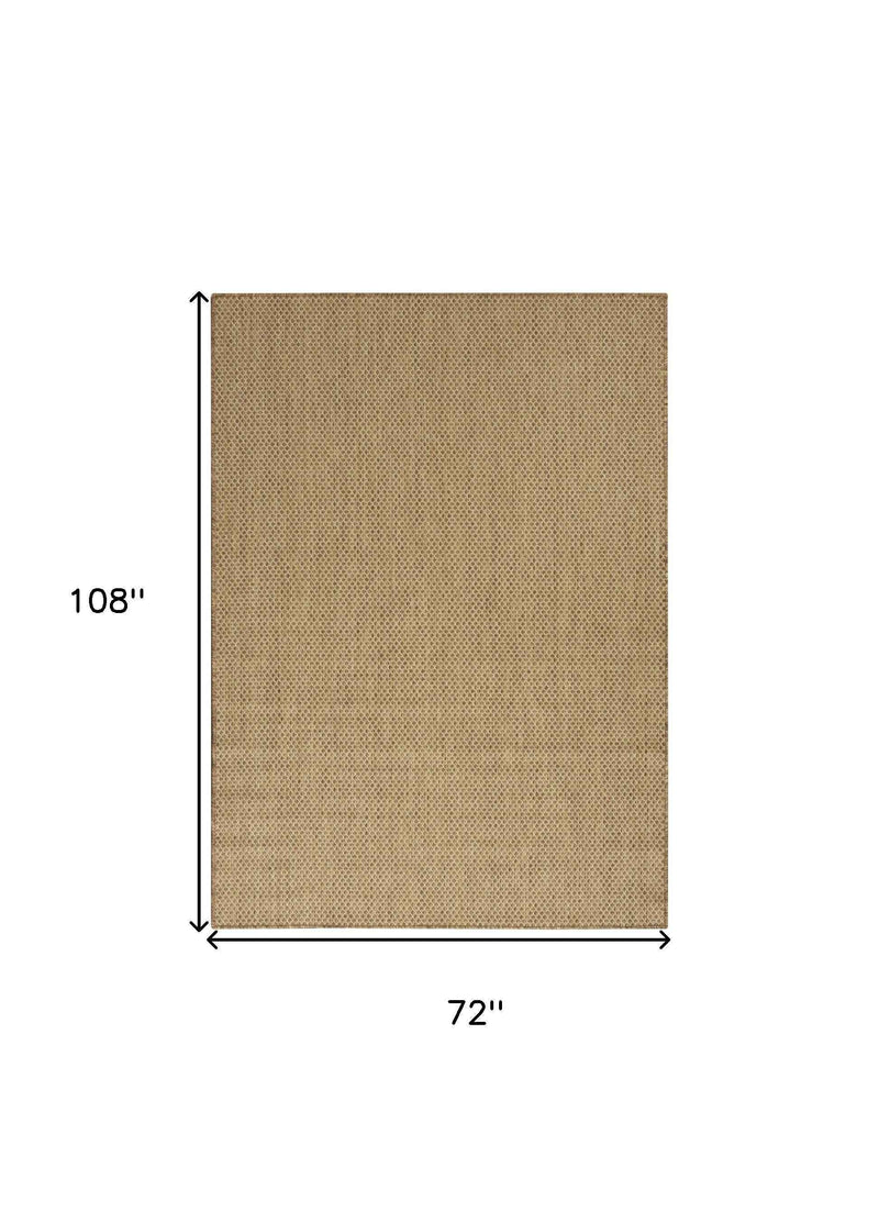 6' X 9' Tan And Brown Geometric Indoor Outdoor Area Rug