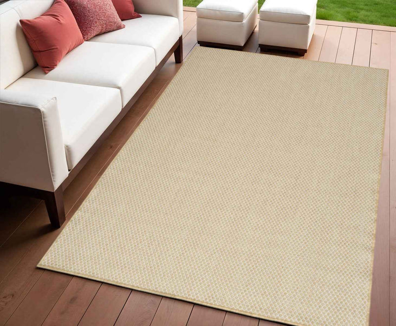4' X 6' Natural And Ivory Geometric Indoor Outdoor Area Rug