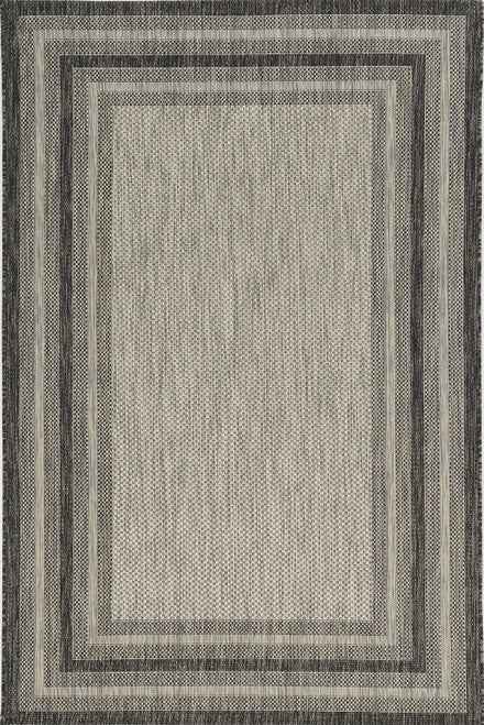8' X 11' Gray Striped Indoor Outdoor Area Rug
