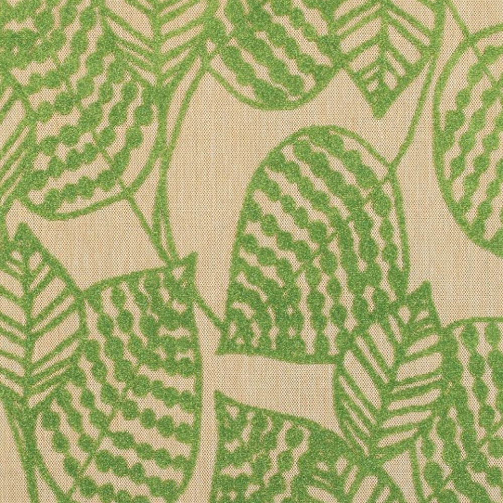 10' X 13' Green Floral Indoor Outdoor Area Rug - Outdoor