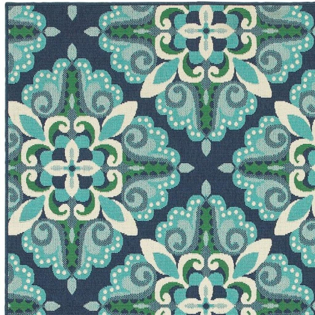 7' X 10' Blue And Green Indoor Outdoor Area Rug - Outdoor