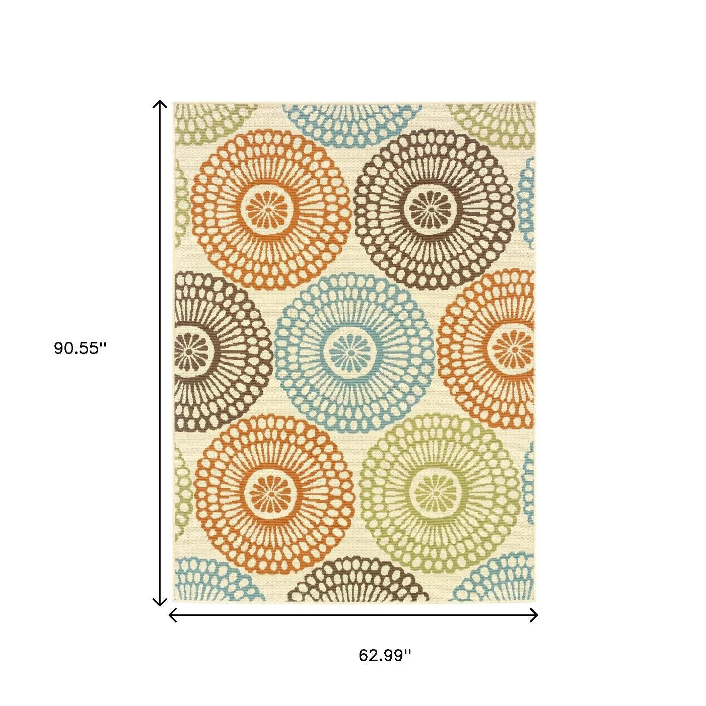 5' X 8' Beige Indoor Outdoor Area Rug - Outdoor