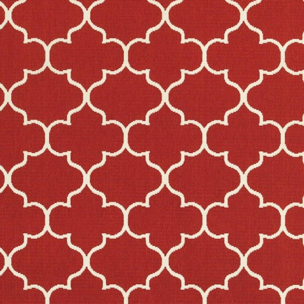 5' X 8' Red And Ivory Indoor Outdoor Area Rug - Outdoor