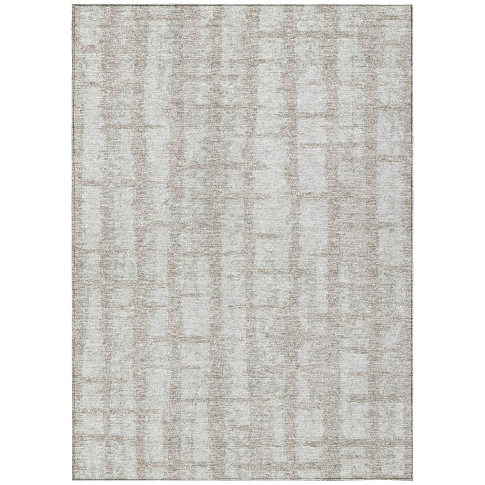5' X 8' Taupe And Beige Striped Washable Indoor Outdoor Area Rug - Sports & Outdoor