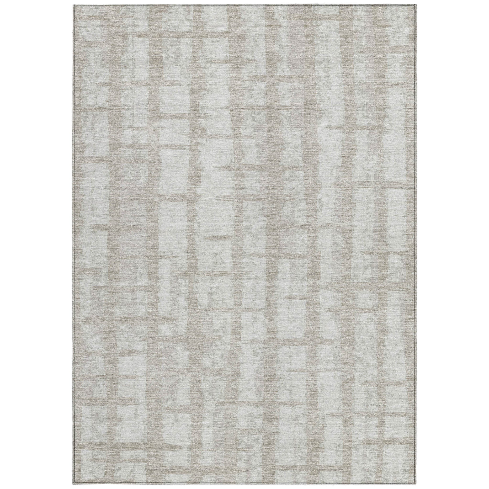 5' X 8' Taupe And Beige Striped Washable Indoor Outdoor Area Rug - Sports & Outdoor