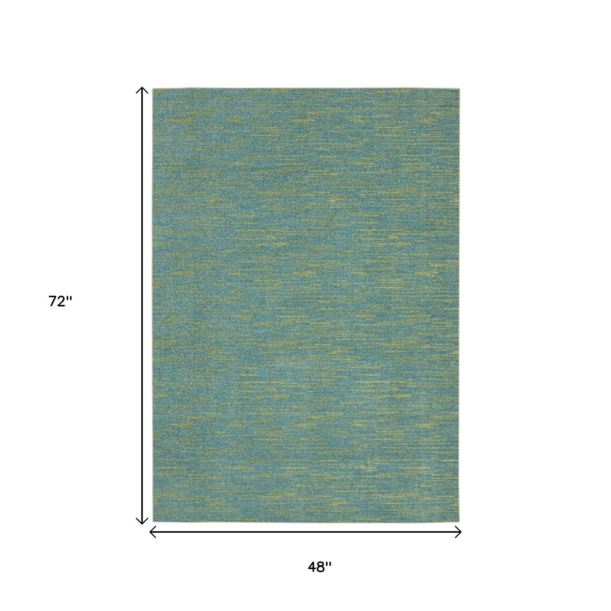 4' X 6' Blue And Green Indoor Outdoor Area Rug - Outdoor