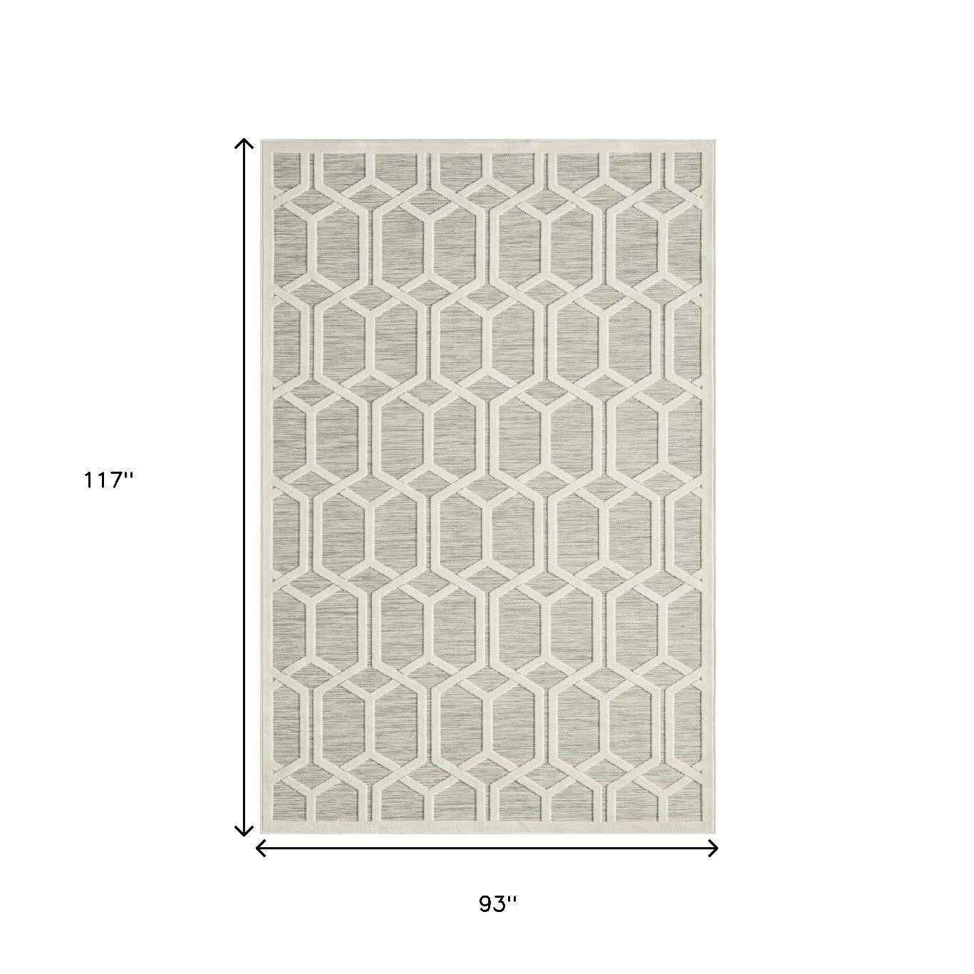 8' X 10' Gray And Ivory Indoor Outdoor Area Rug