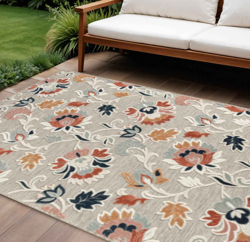 8' X 10' Blue And Gray Indoor Outdoor Area Rug