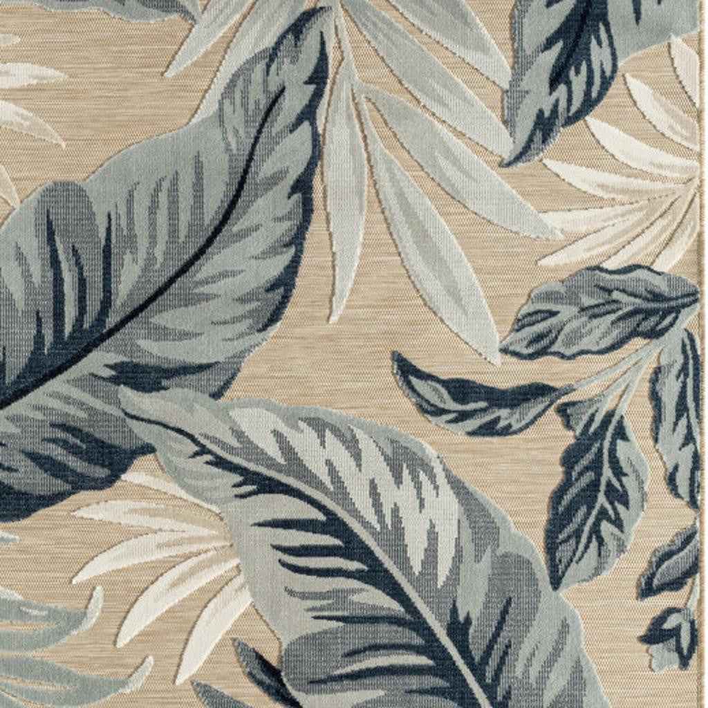 8' X 10' Blue And Beige Indoor Outdoor Area Rug