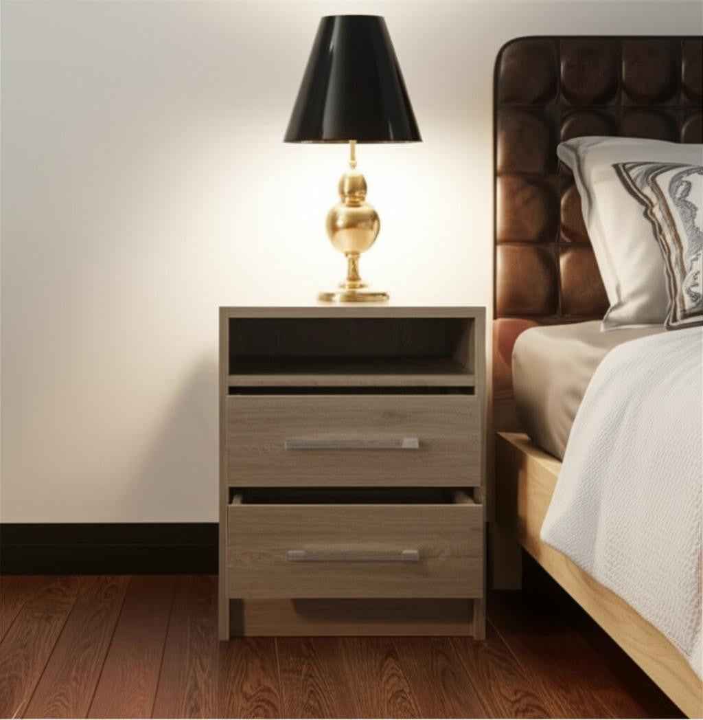 20" Wood Two Drawer Nightstand
