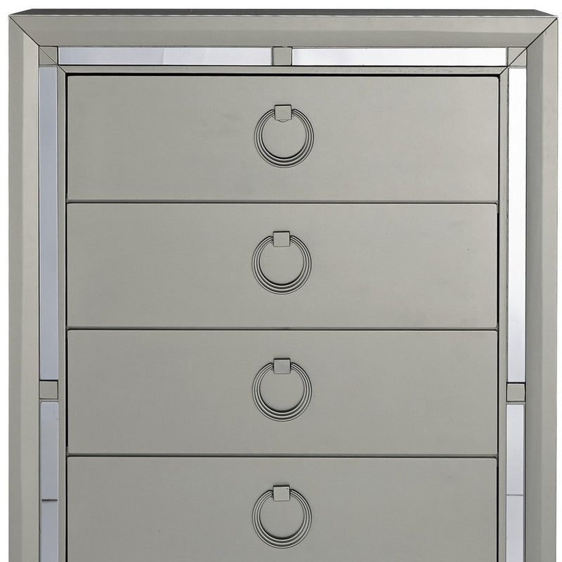 33" Silver Solid Wood Mirrored Five Drawer Dresser - Bed & Bath