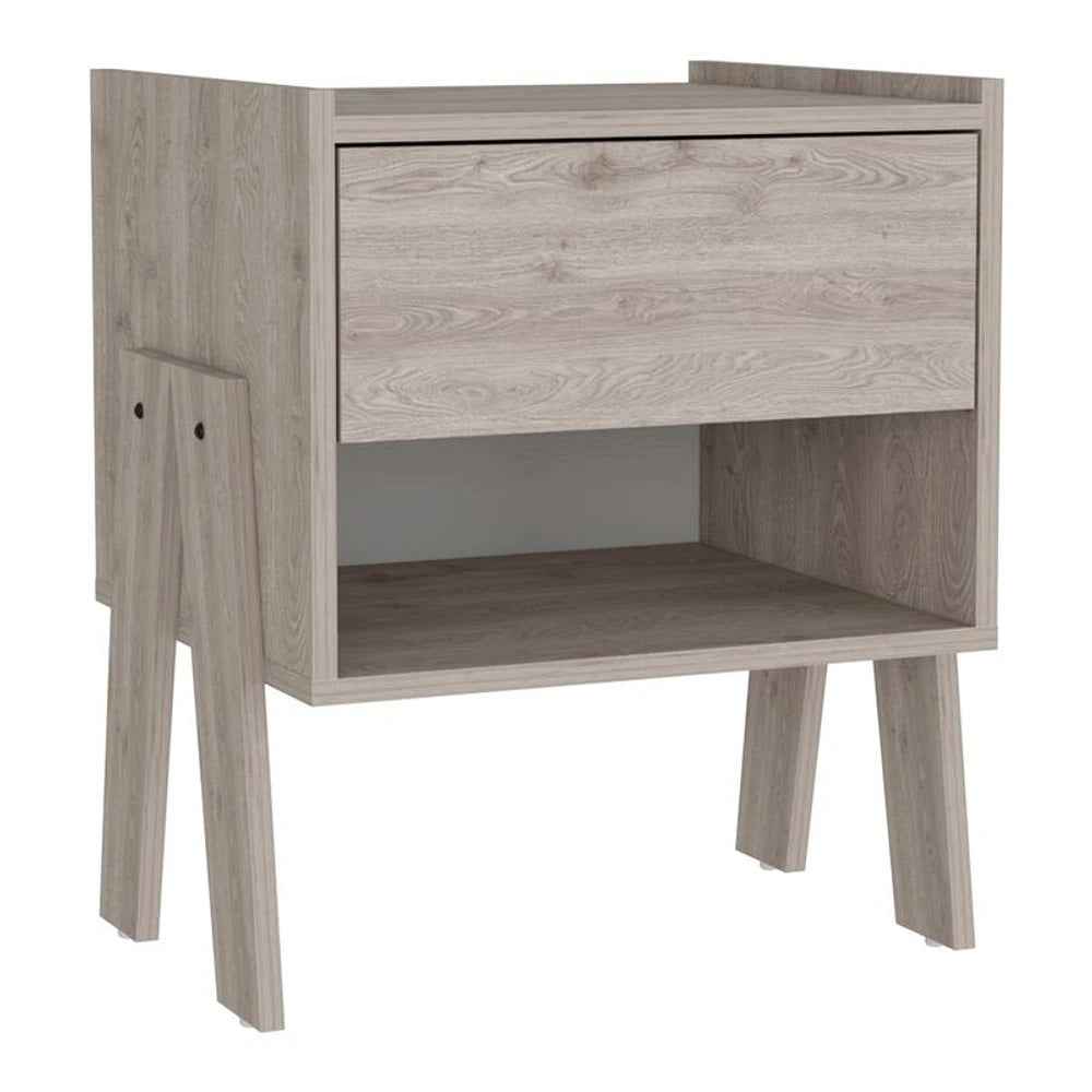 22" Light Gray Wood One Drawer Nightstand