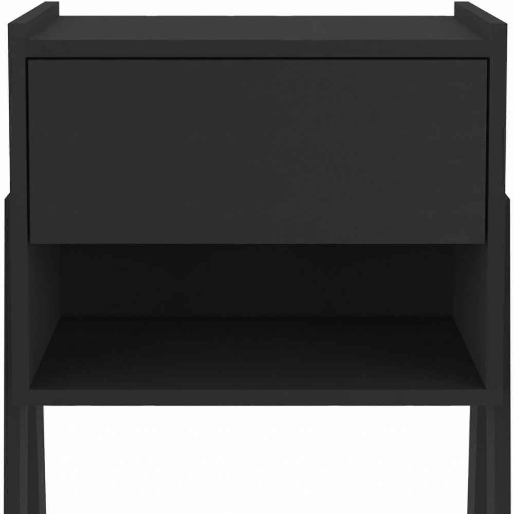 22" Black Wood One Drawer Nightstand