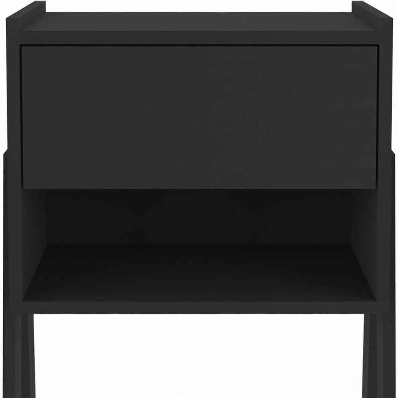 22" Black Wood One Drawer Nightstand