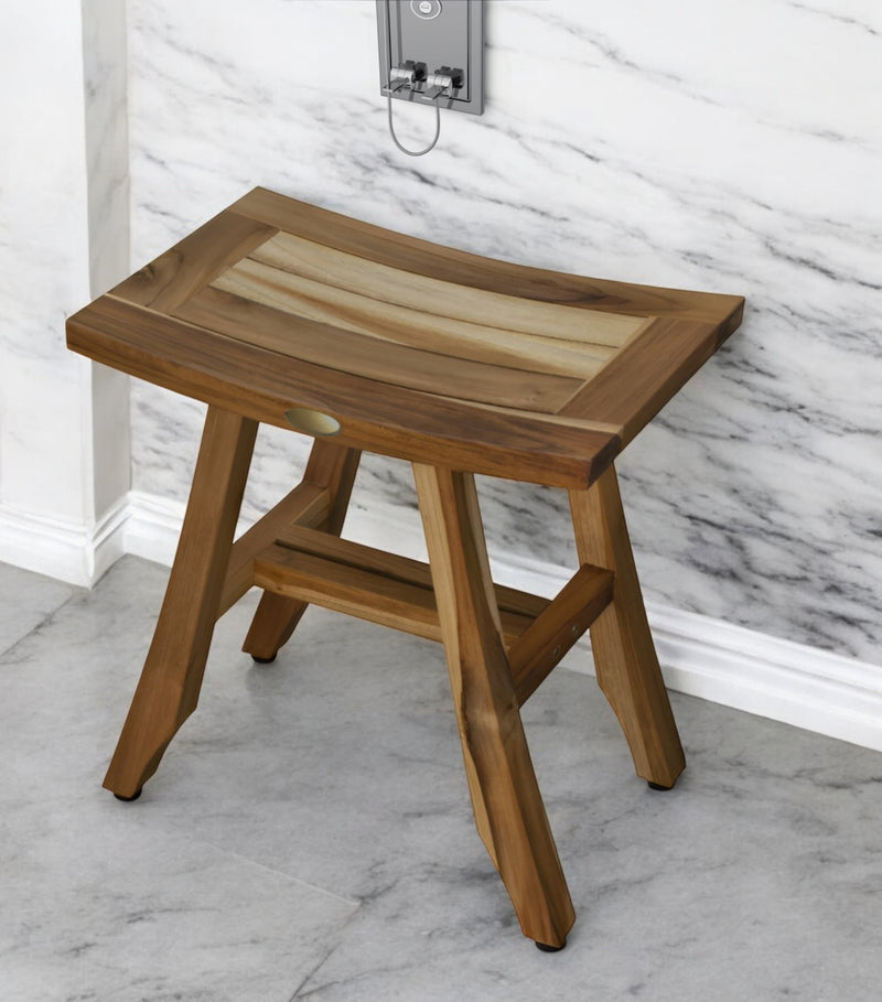 18" Natural Teak Rectangular Shower Bench - Bed & Bath