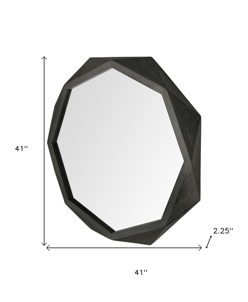 41" Black Solid Wood Octagon Framed Accent Mirror - Bed & Bath