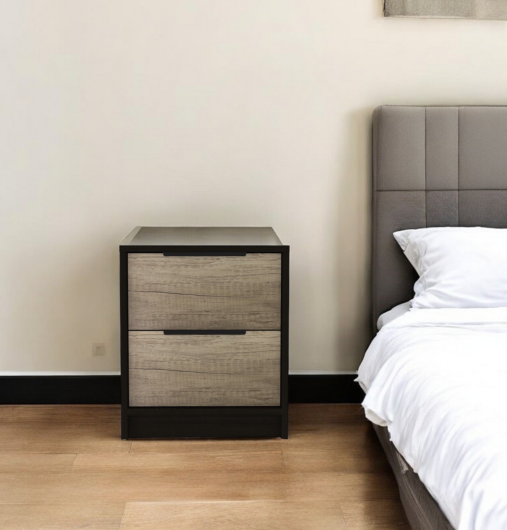 19" Wood Two Drawer Nightstand - Bed & Bath