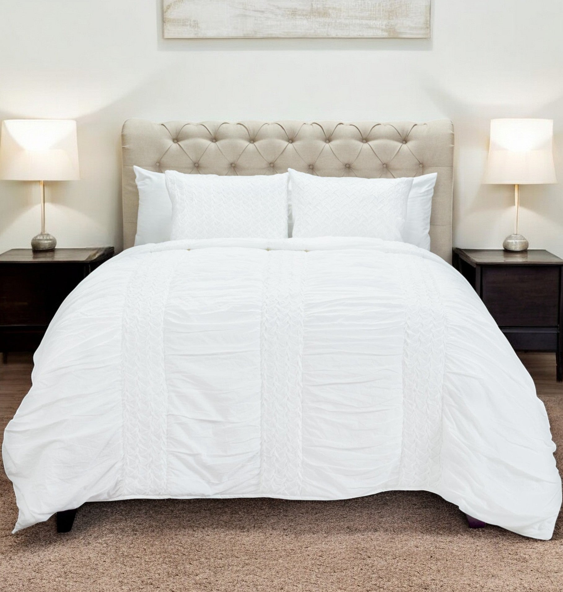 White Geometric Twin Quilt - Bed & Bath