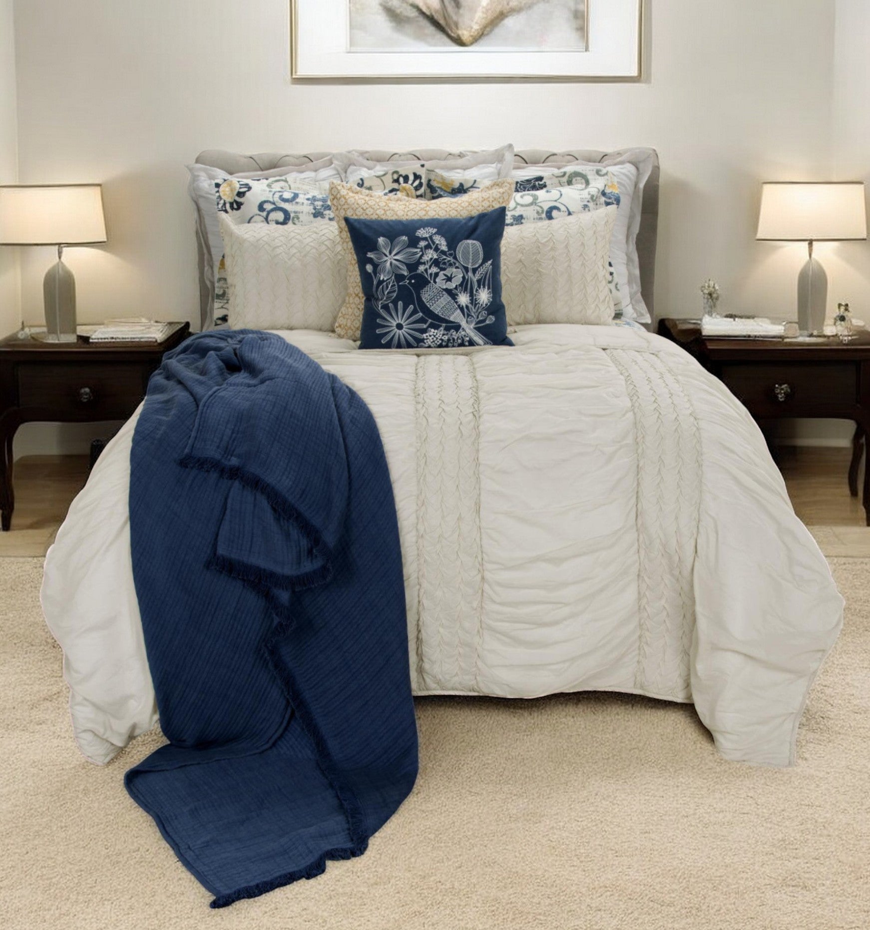 Ivory Geometric Quilt - Bed & Bath