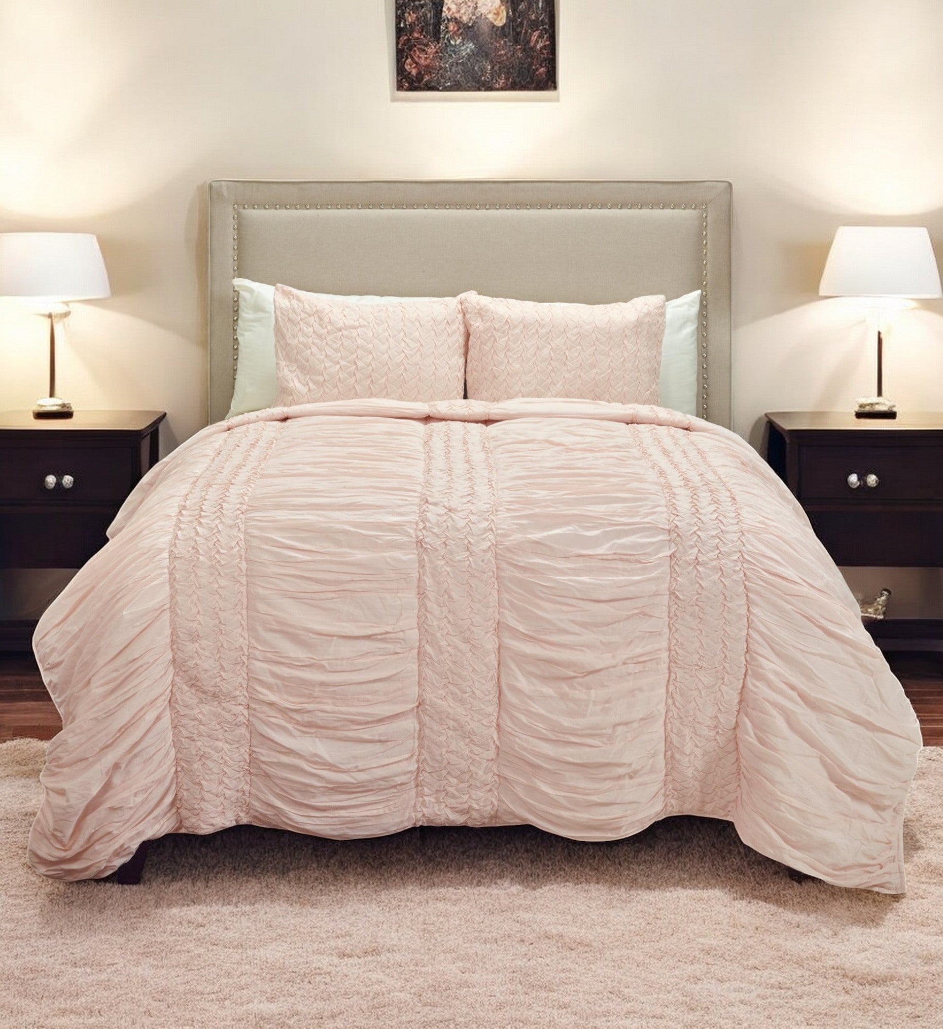 Pink Geometric Queen Quilt - Bed & Bath