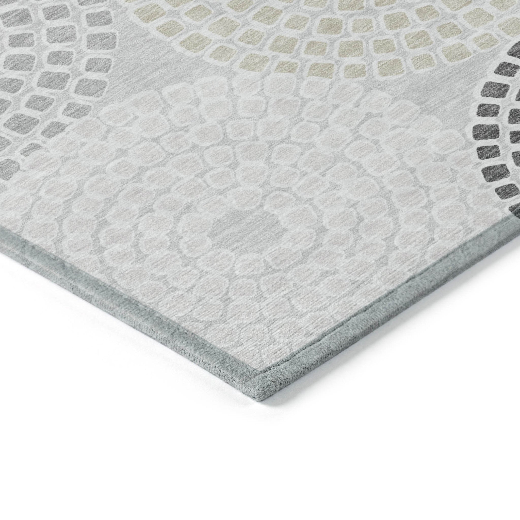 9' X 12' Gray And Taupe Geometric Washable Indoor Outdoor Area Rug - Outdoor