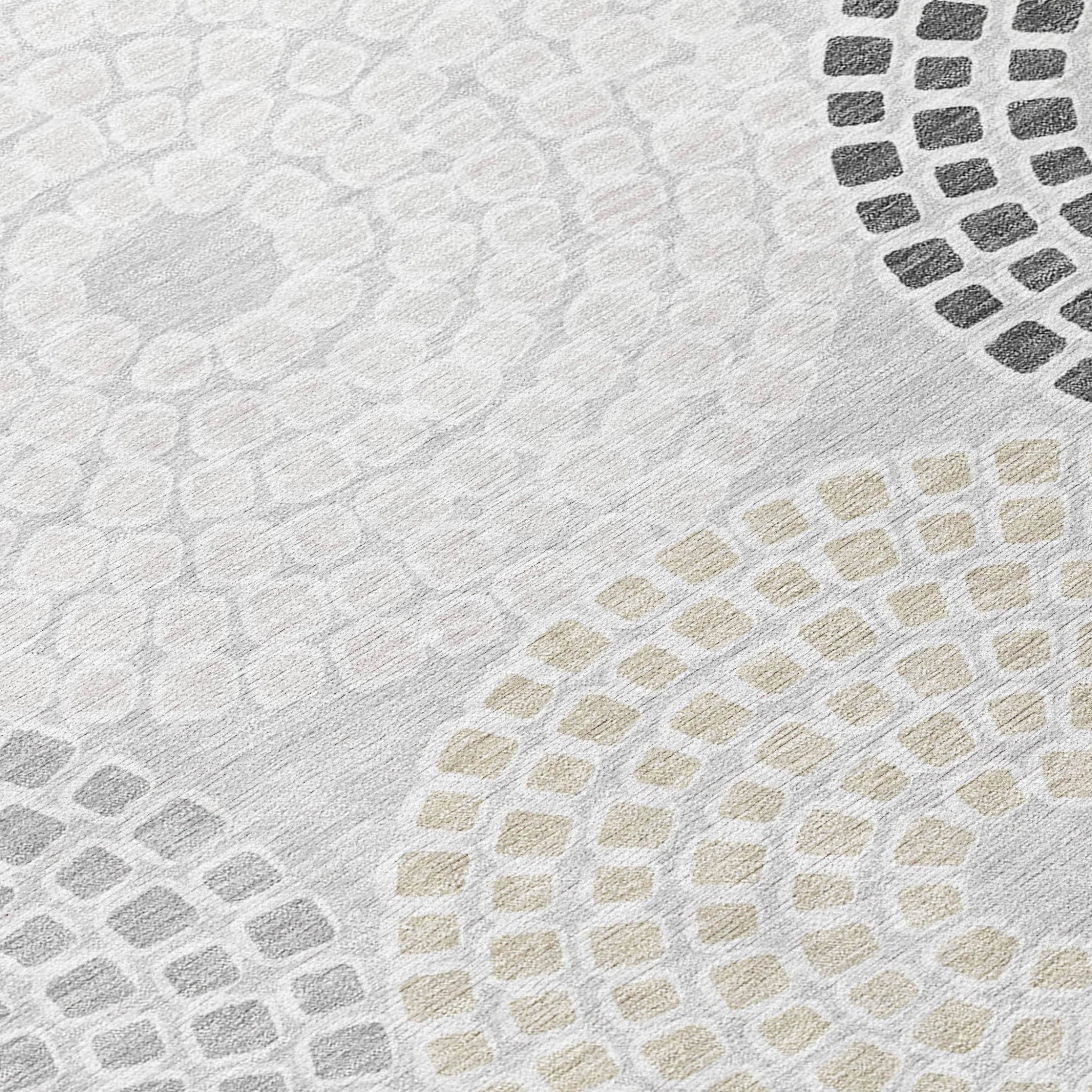 9' X 12' Gray And Taupe Geometric Washable Indoor Outdoor Area Rug - Outdoor