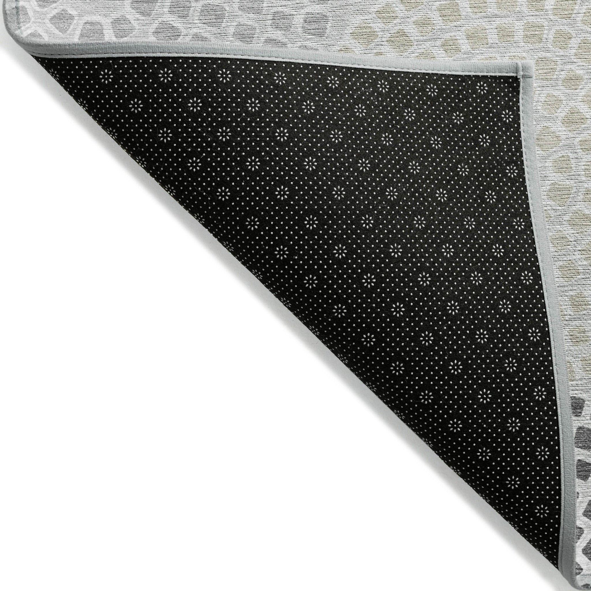 9' X 12' Gray And Taupe Geometric Washable Indoor Outdoor Area Rug - Outdoor