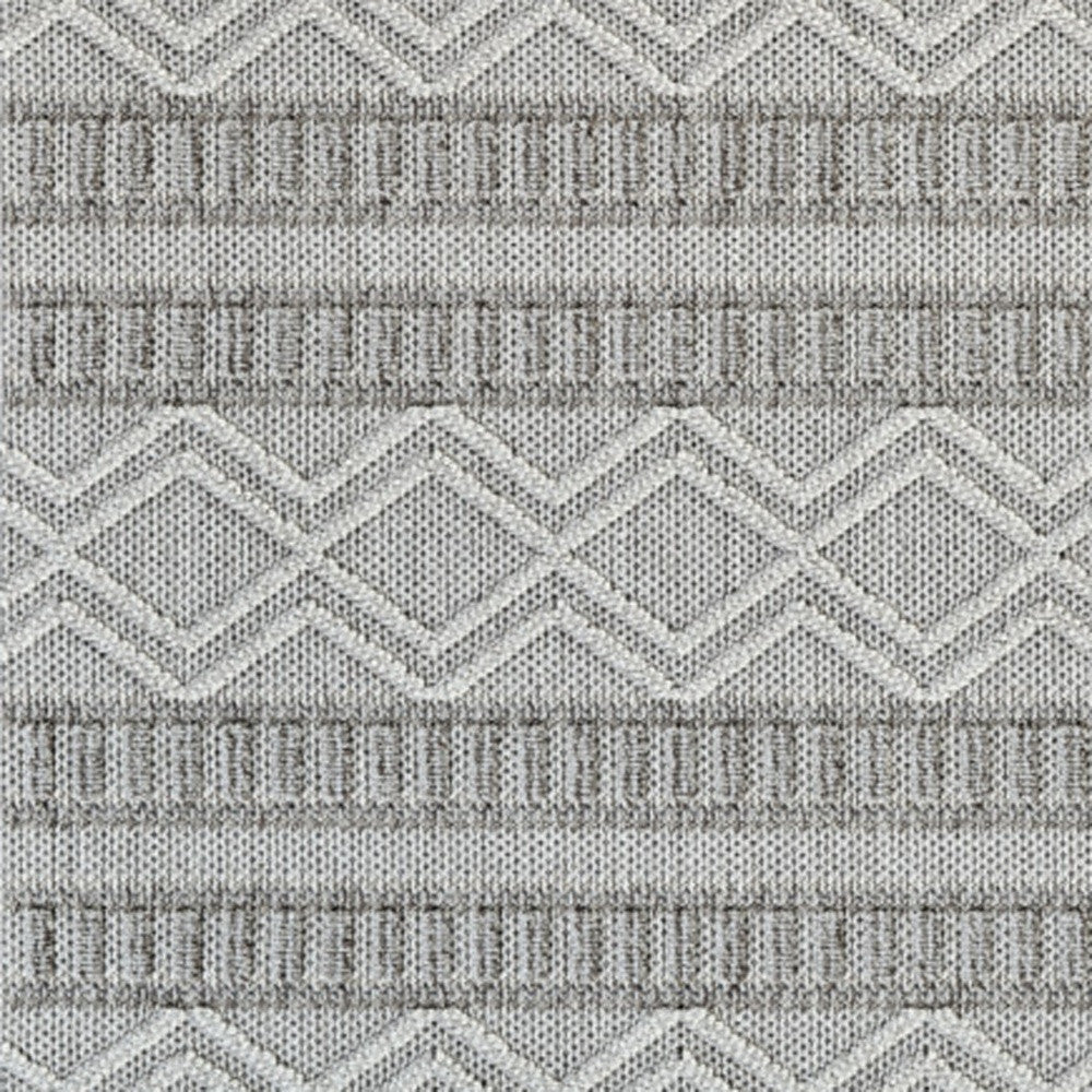 5' X 8' Beige And Gray Striped Distressed Indoor Outdoor Area Rug - Outdoor