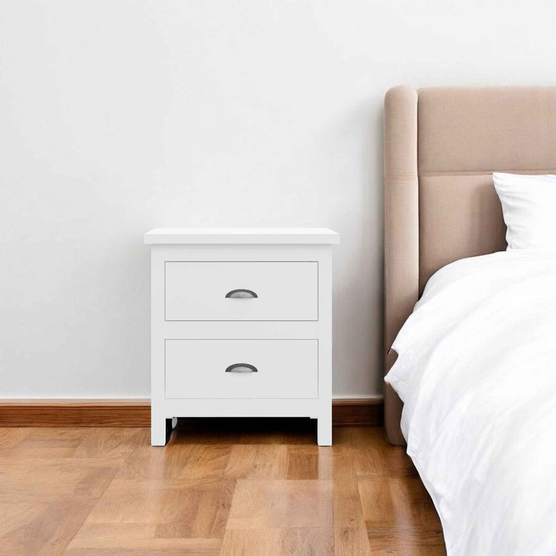 22" Solid Wood Two Drawer Nightstand