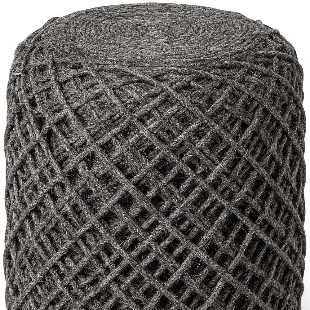 16" Gray Upholstery Cylinder Abstract Pouf Ottoman - Living Room