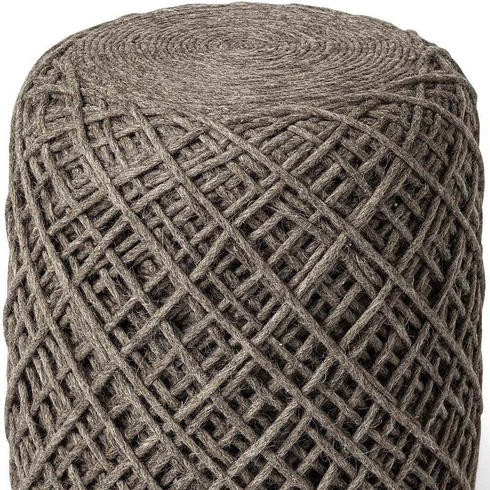 16" Brown Upholstery Cylinder Abstract Pouf Ottoman - Living Room