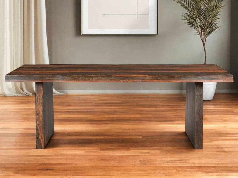 86" Dark Brown Solid Wood Dining Table