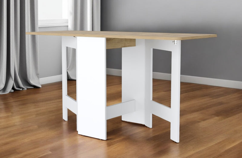 24" Brown And White Folding Sled Base Dining Table - Kitchen & Dining