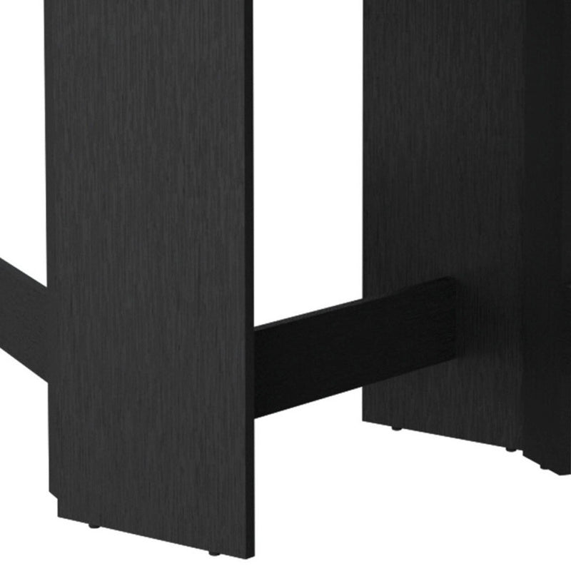 24" Wood Brown And Black Drop Leaf Trestle Base Dining Table - Kitchen & Dining