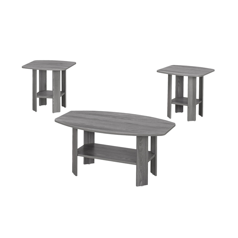 Set of Three 36" Gray Coffee Table With Shelf - Living Room