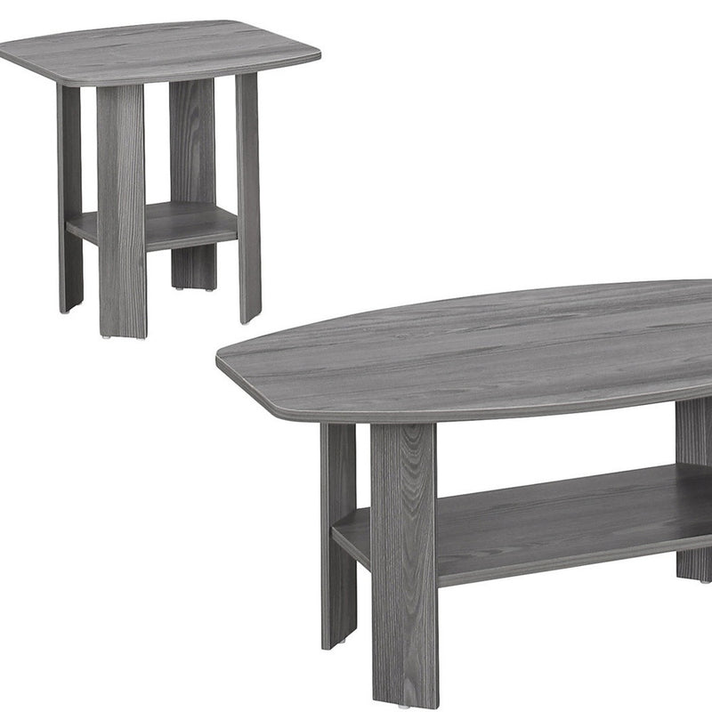 Set of Three 36" Gray Coffee Table With Shelf - Living Room