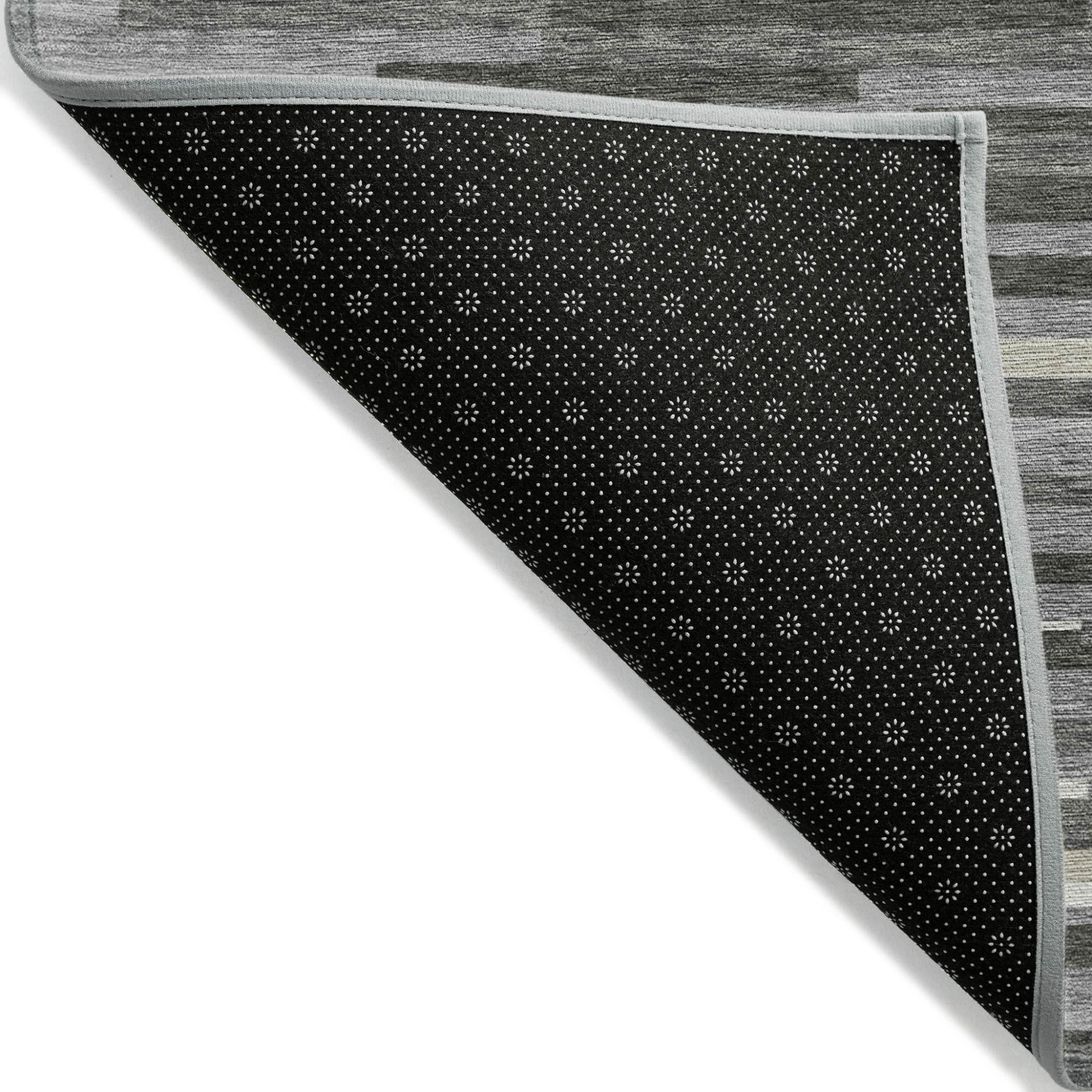 3' X 5' Gray And Ivory Striped Washable Indoor Outdoor Area Rug - Sports & Outdoor