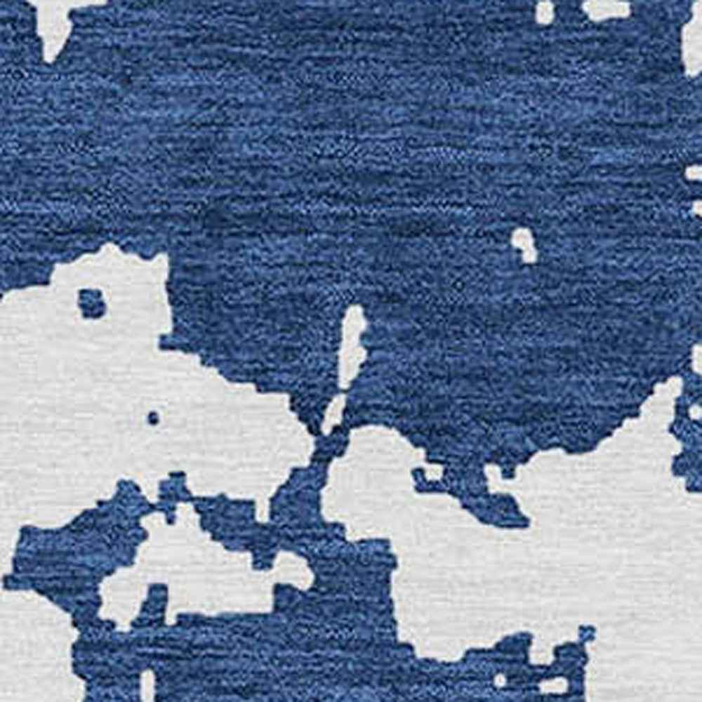 8' X 10' Navy Blue And Ivory Abstract Washable Indoor Outdoor Area Rug
