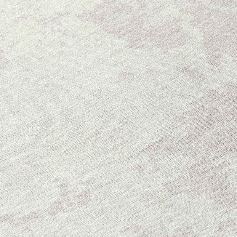 8' Ivory And Gray Round Abstract Washable Indoor Outdoor Area Rug