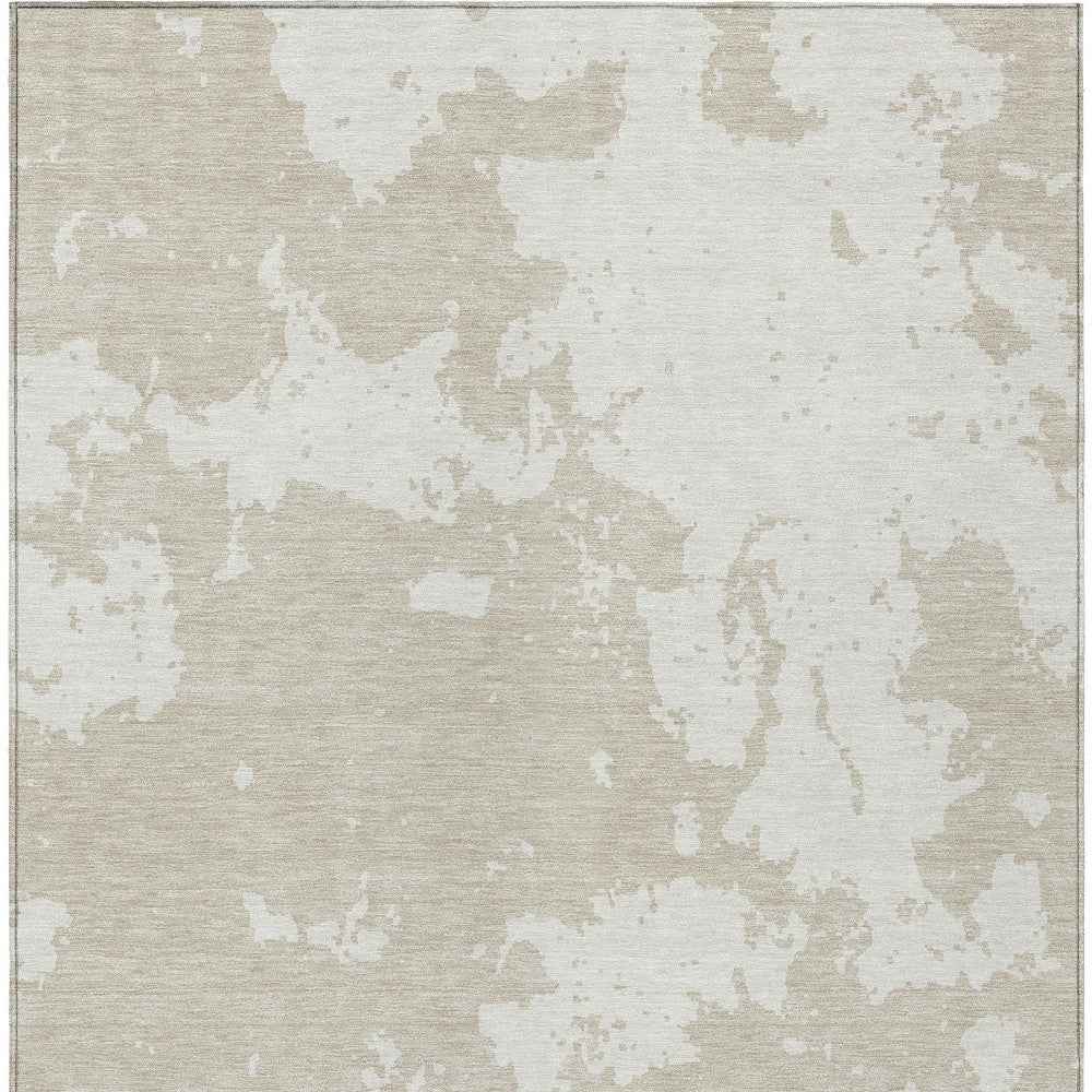 3' X 5' Beige And Ivory Abstract Washable Indoor Outdoor Area Rug