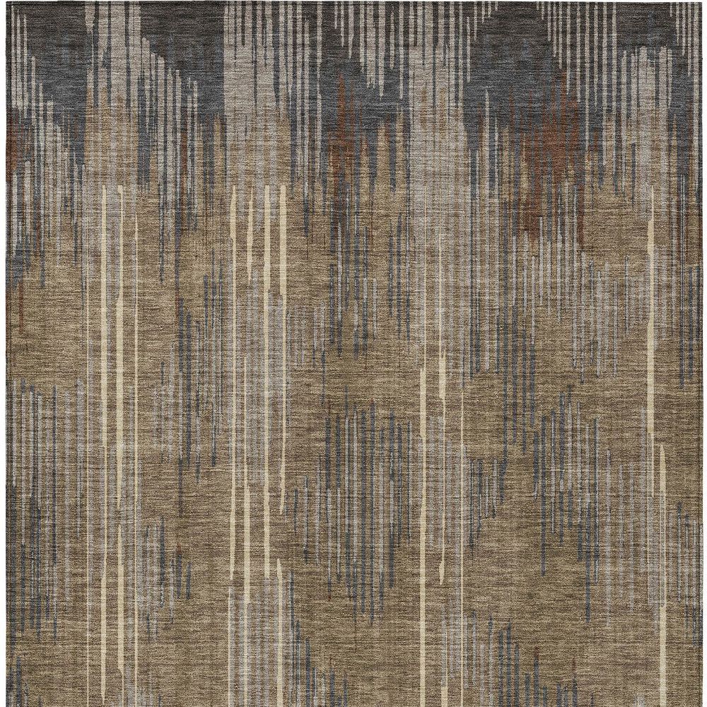10' X 14' Taupe Gray And Ivory Striped Washable Indoor Outdoor Area Rug - Sports & Outdoor