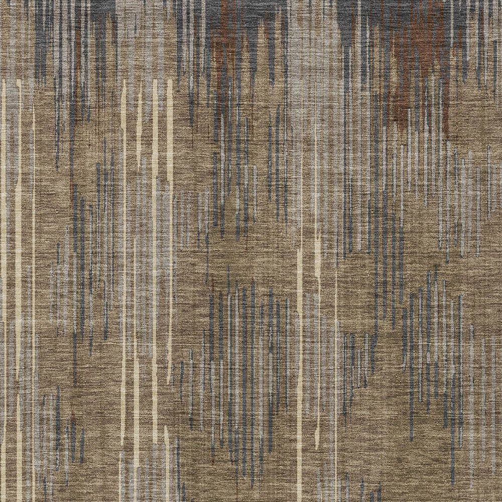 10' X 14' Taupe Gray And Ivory Striped Washable Indoor Outdoor Area Rug - Sports & Outdoor