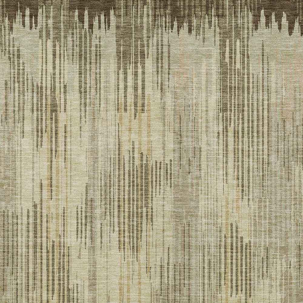 5' X 8' Brown And Green Striped Washable Indoor Outdoor Area Rug