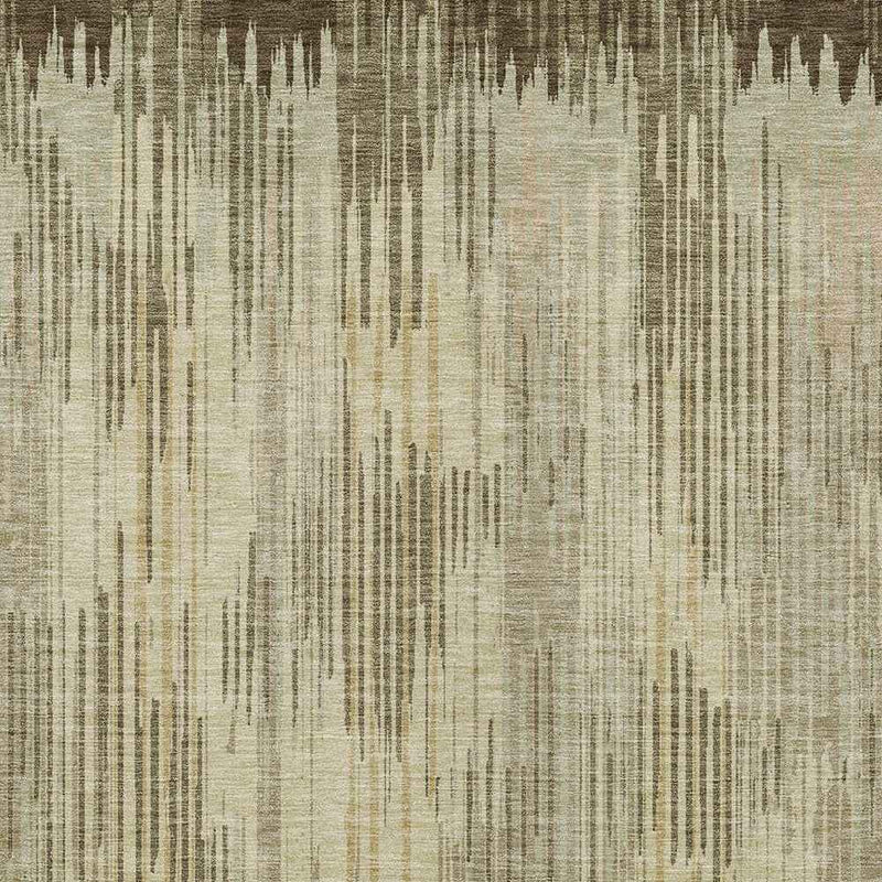 5' X 8' Brown And Green Striped Washable Indoor Outdoor Area Rug