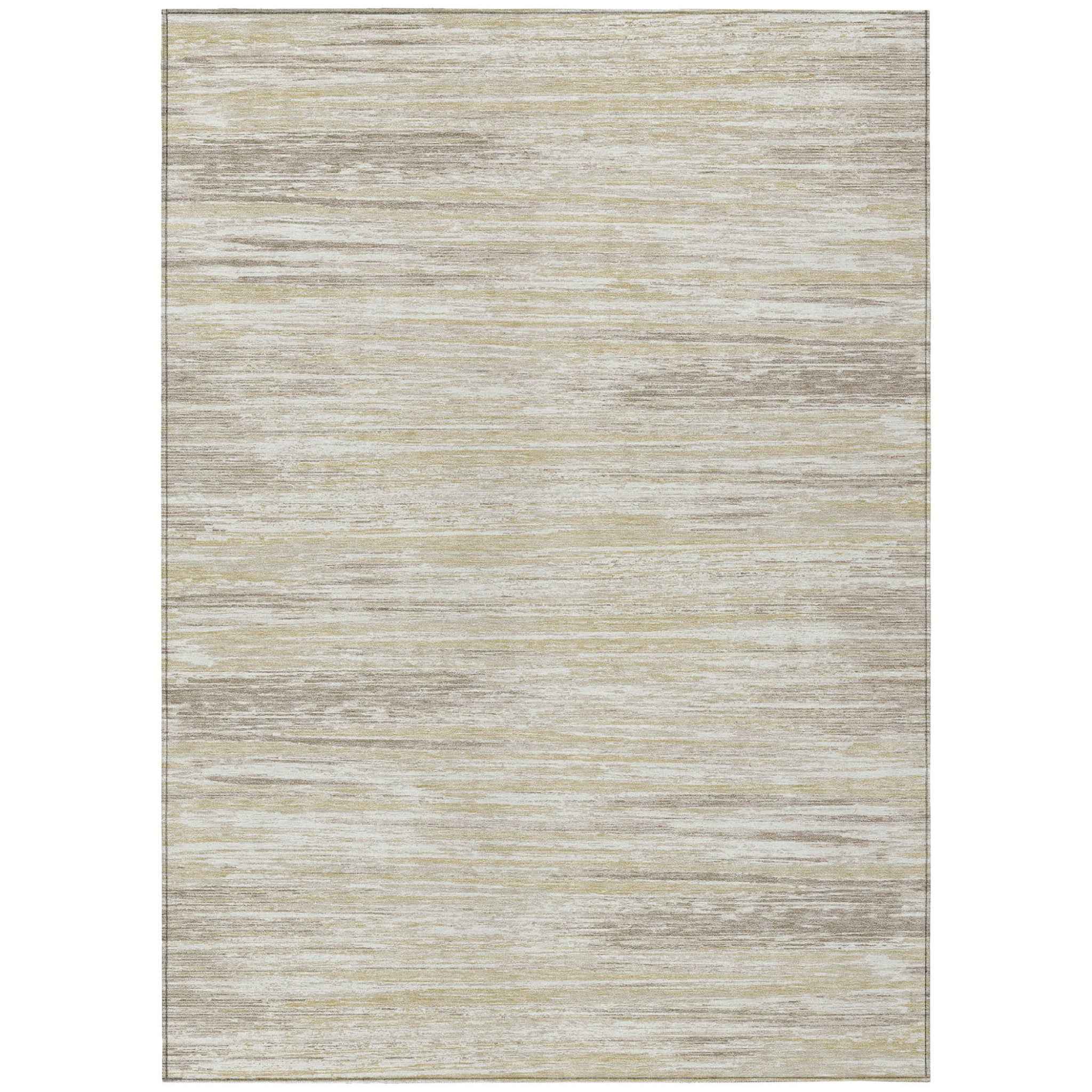 8' X 10' Beige Brown And Ivory Striped Washable Indoor Outdoor Area Rug