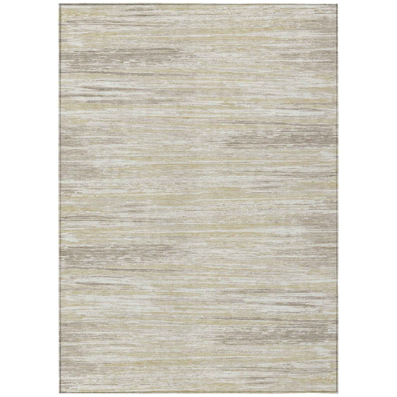 8' X 10' Beige Brown And Ivory Striped Washable Indoor Outdoor Area Rug