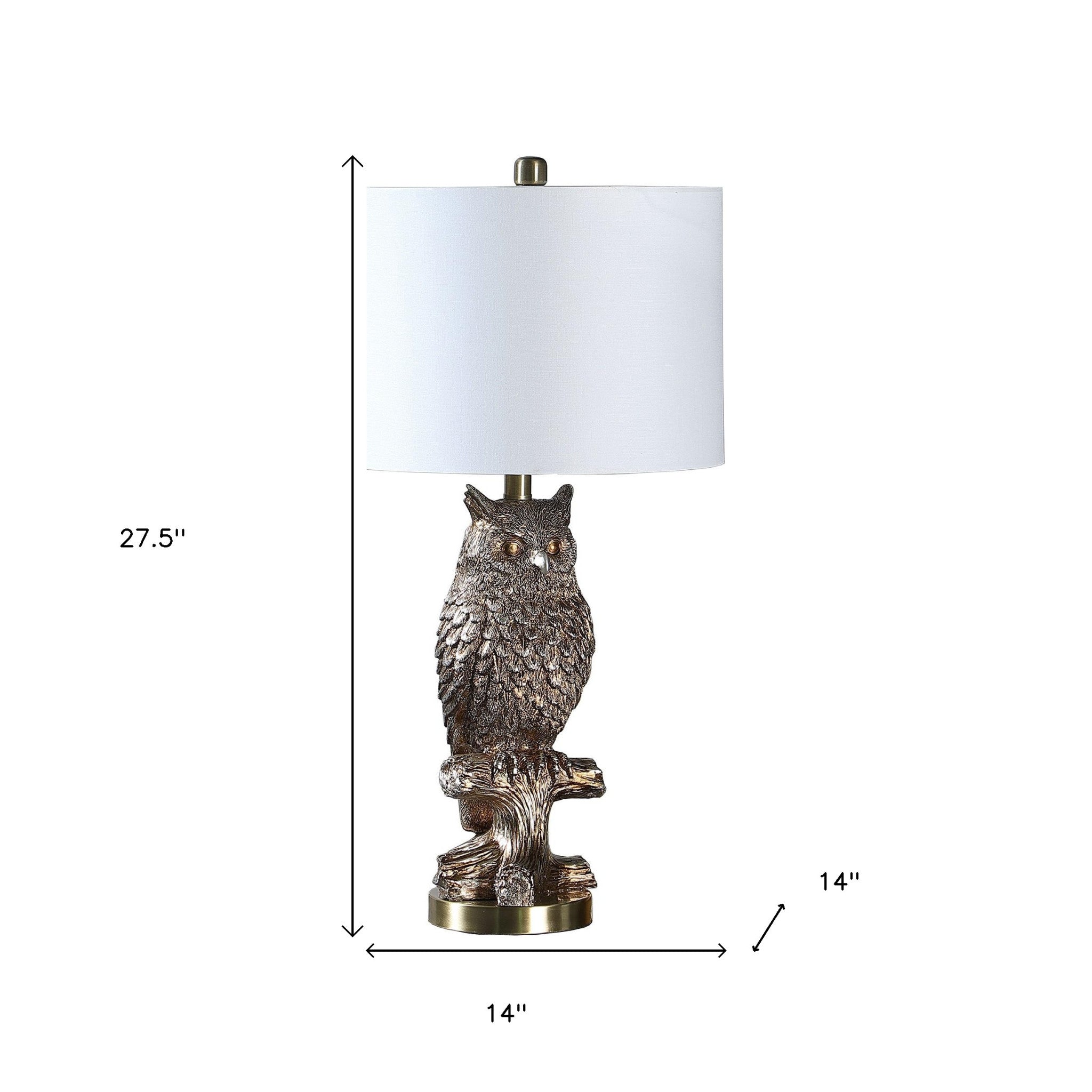 28”  Antiqued Silver Resin Owl Table or Desk Lamp - Lighting