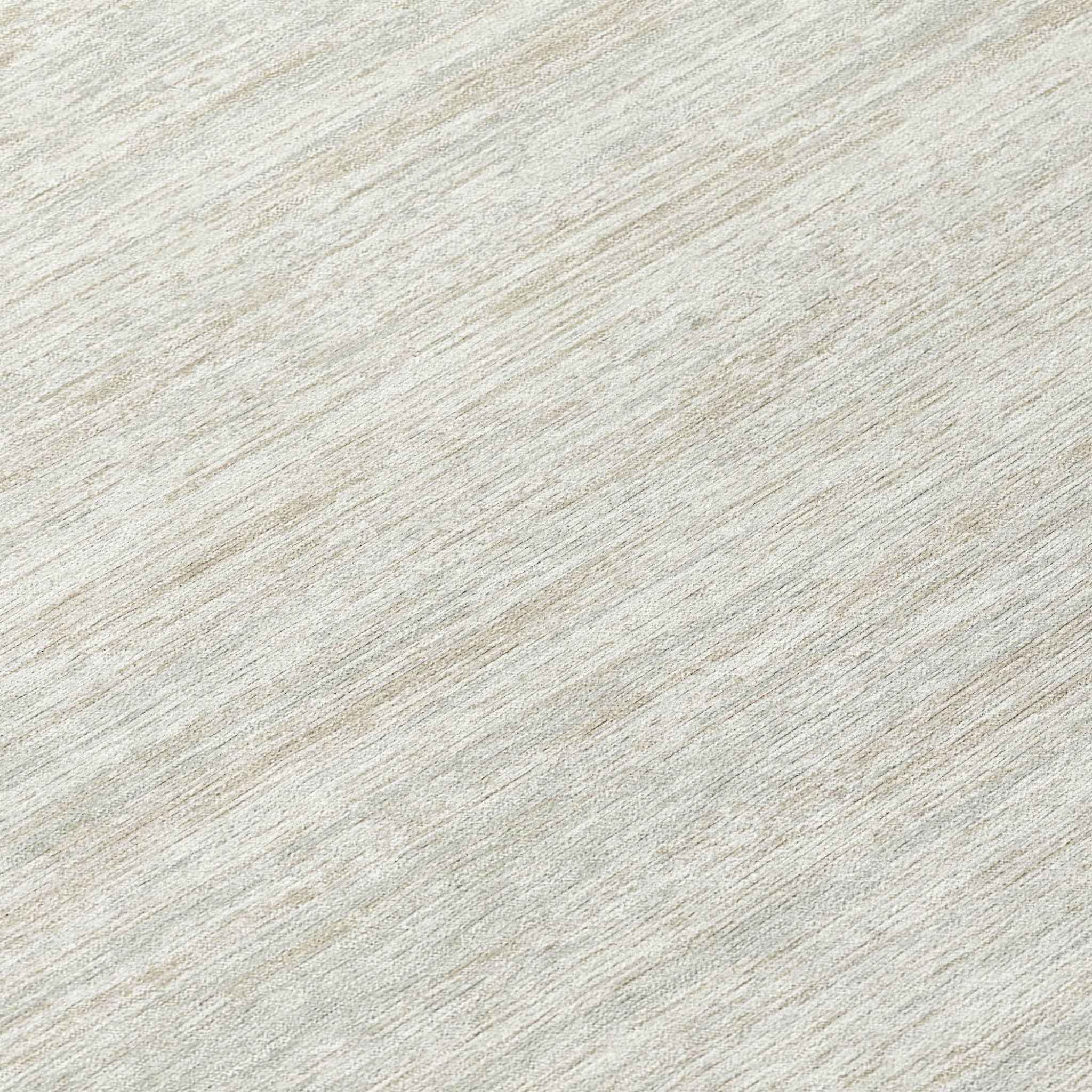 8' Ivory And Gray Round Striped Washable Indoor Outdoor Area Rug